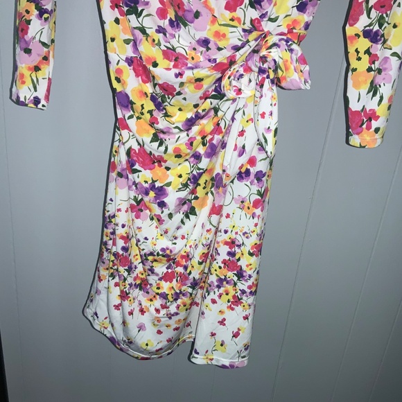 Jessica Simpson floral wrap dress Sz 6 3/4 sleeve - Picture 2 of 7
